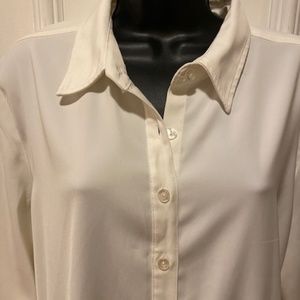 Susan Graver - Classic Creamy White Long Sleeve Blouse Size L